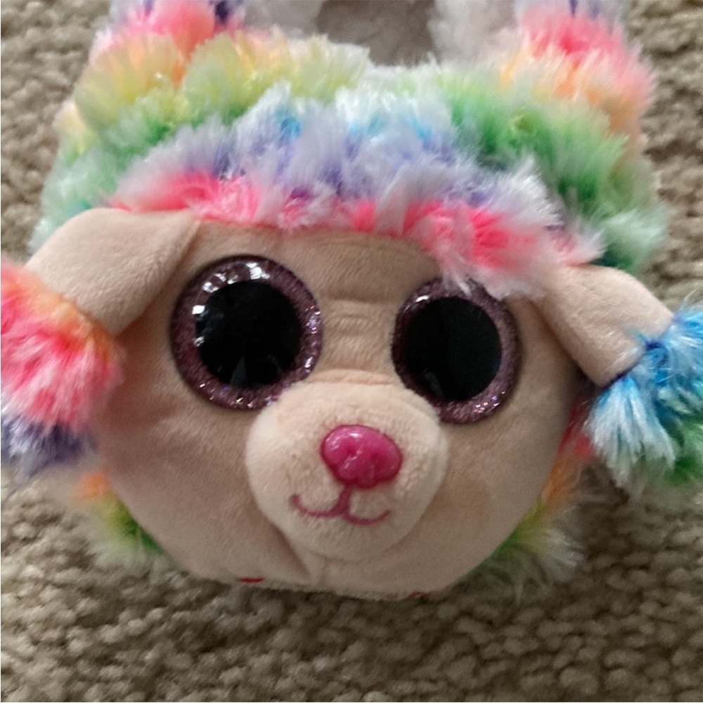 Ty Beanie‘ Boos Poodle ‘Rainbow’ Plush Slippers - Picture 3 of 6